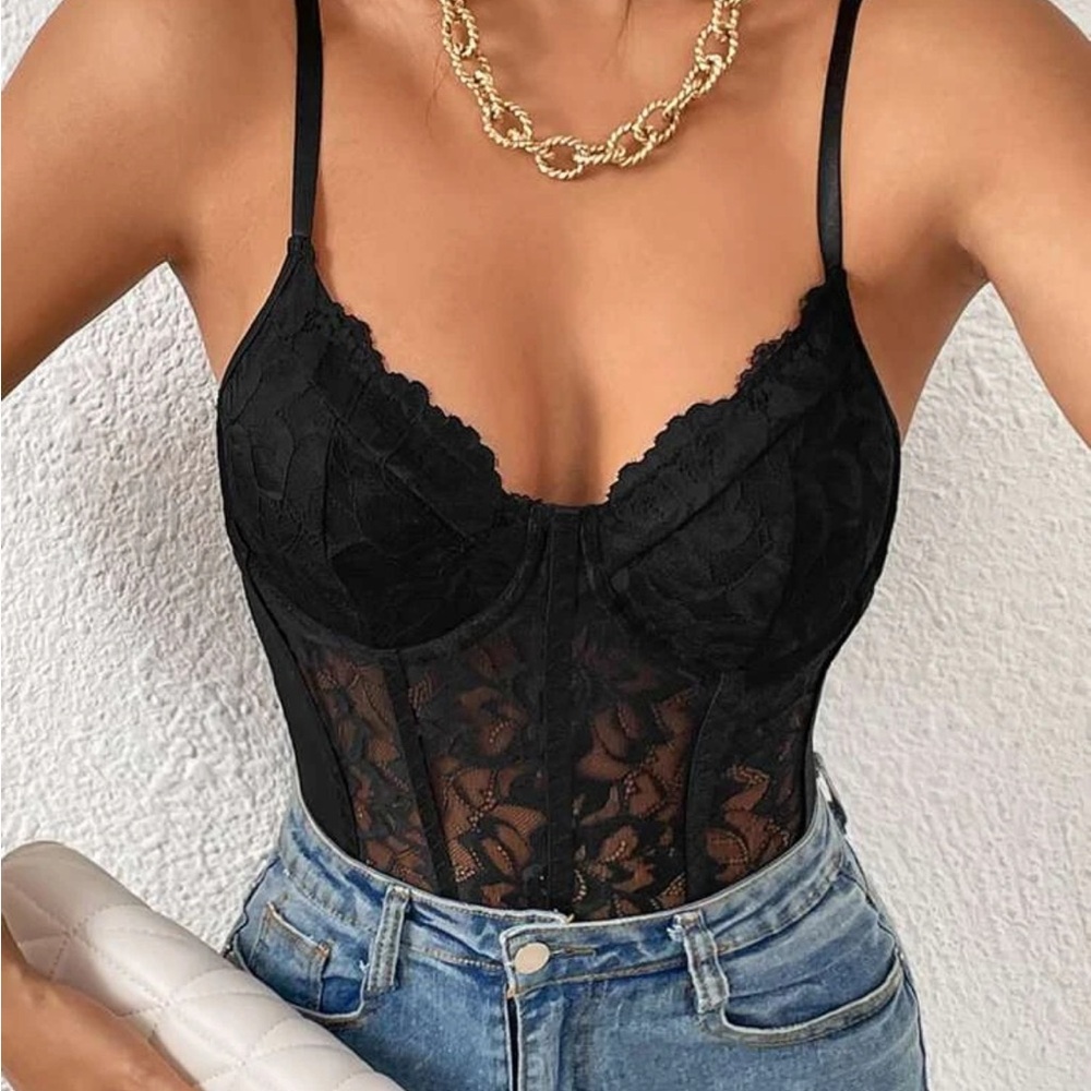 Elegant Black Lace Camisole Top